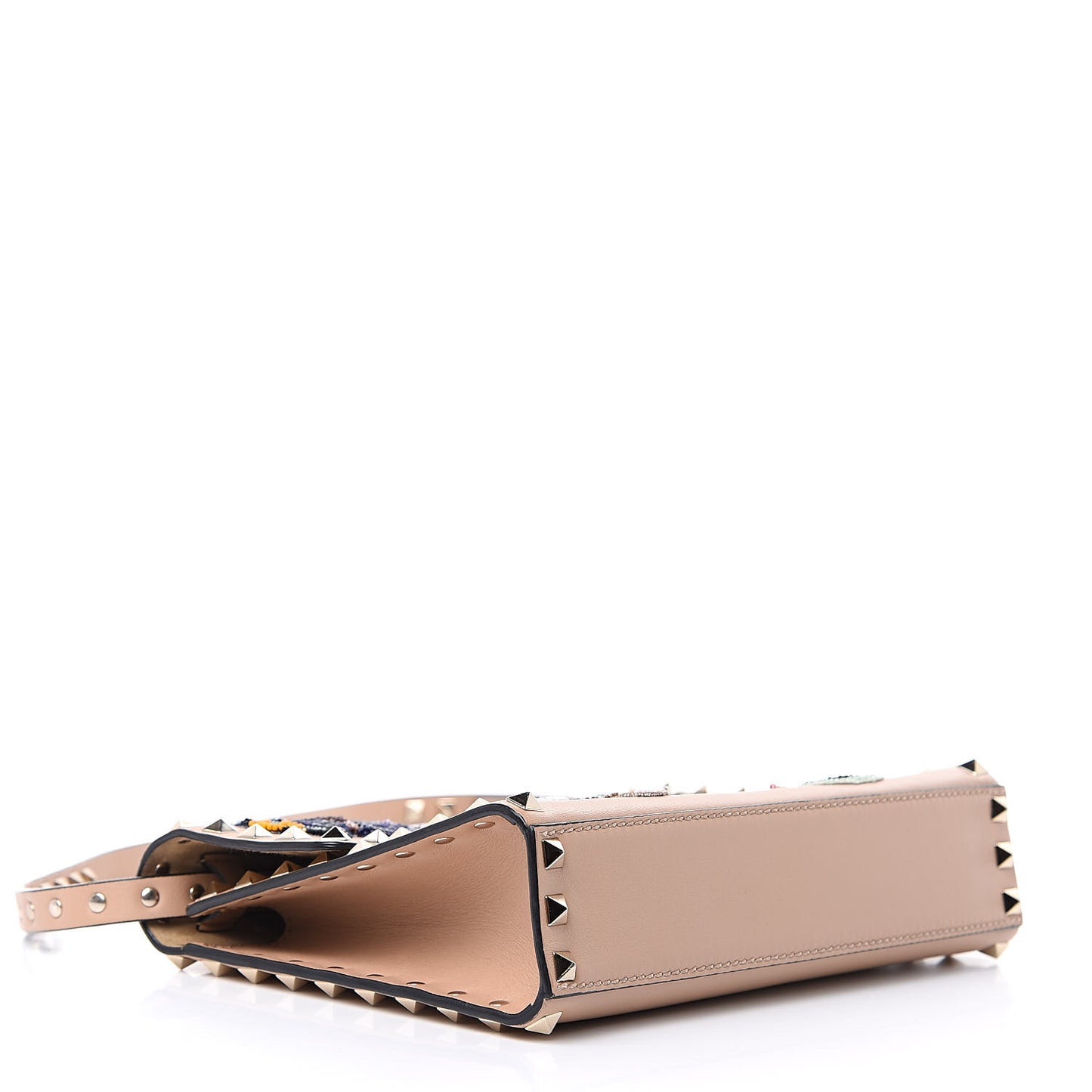 Calfskin Butterfly Embroidered Medium Rockstud Flip Lock Crossbody Bag Skin Sorbet