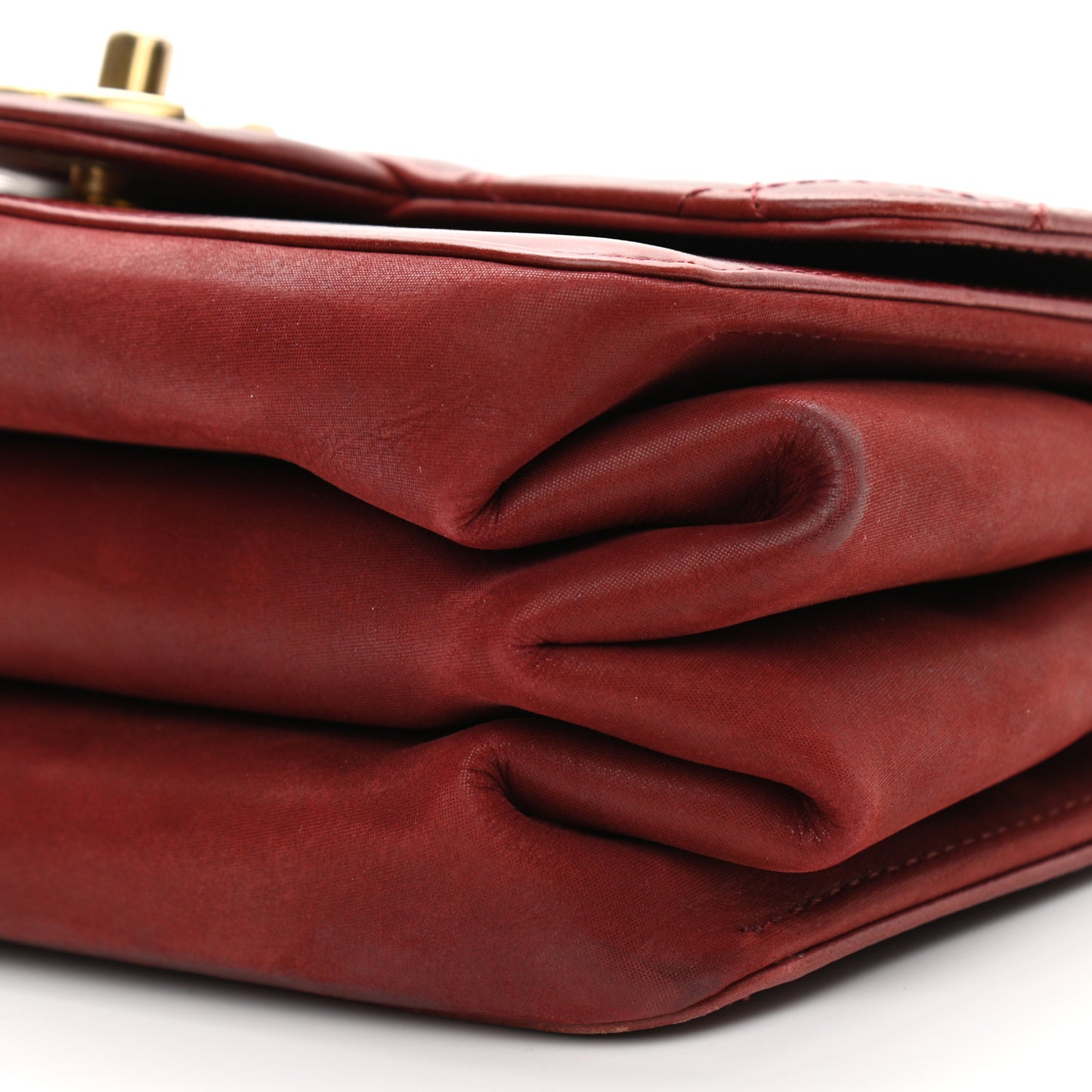 Iridescent Calfskin Quilted Small Straight Lined Flap Red