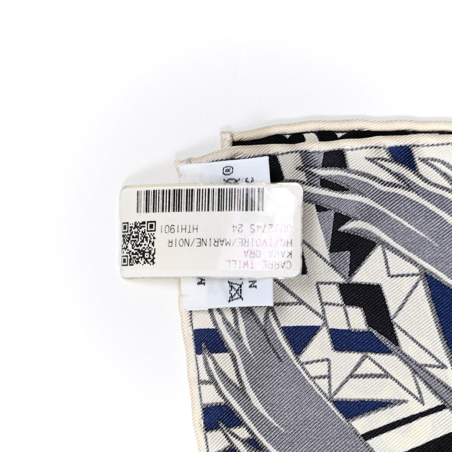 Hermes Silk Kawa Ora Scarf 90 Ivory Marine Black 3 of 6