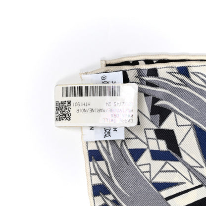 Hermes Silk Kawa Ora Scarf 90 Ivory Marine Black 3 of 6