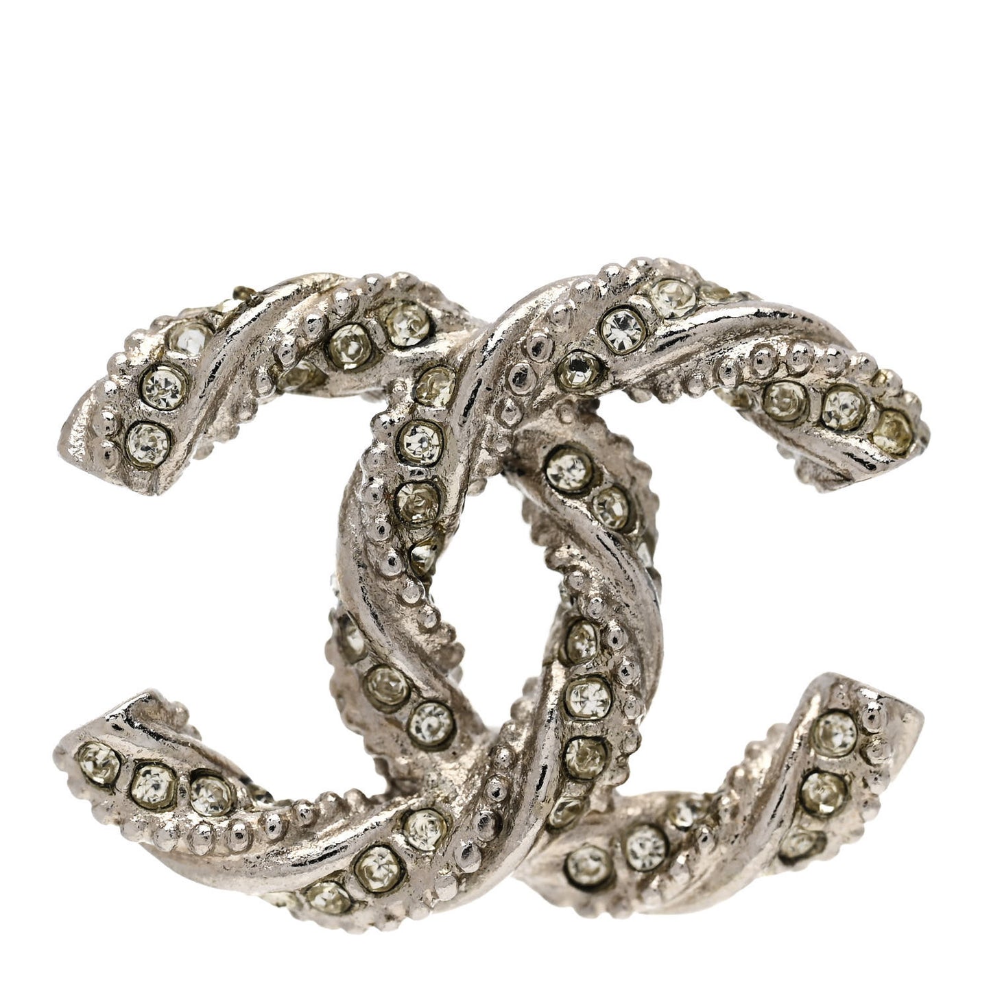 Crystal Twisted CC Earrings Silver