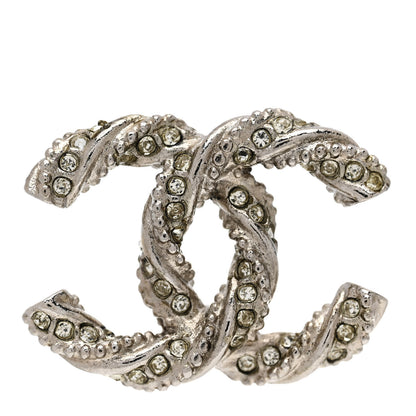 Chanel Crystal Twisted CC Earrings Silver 6 of 7