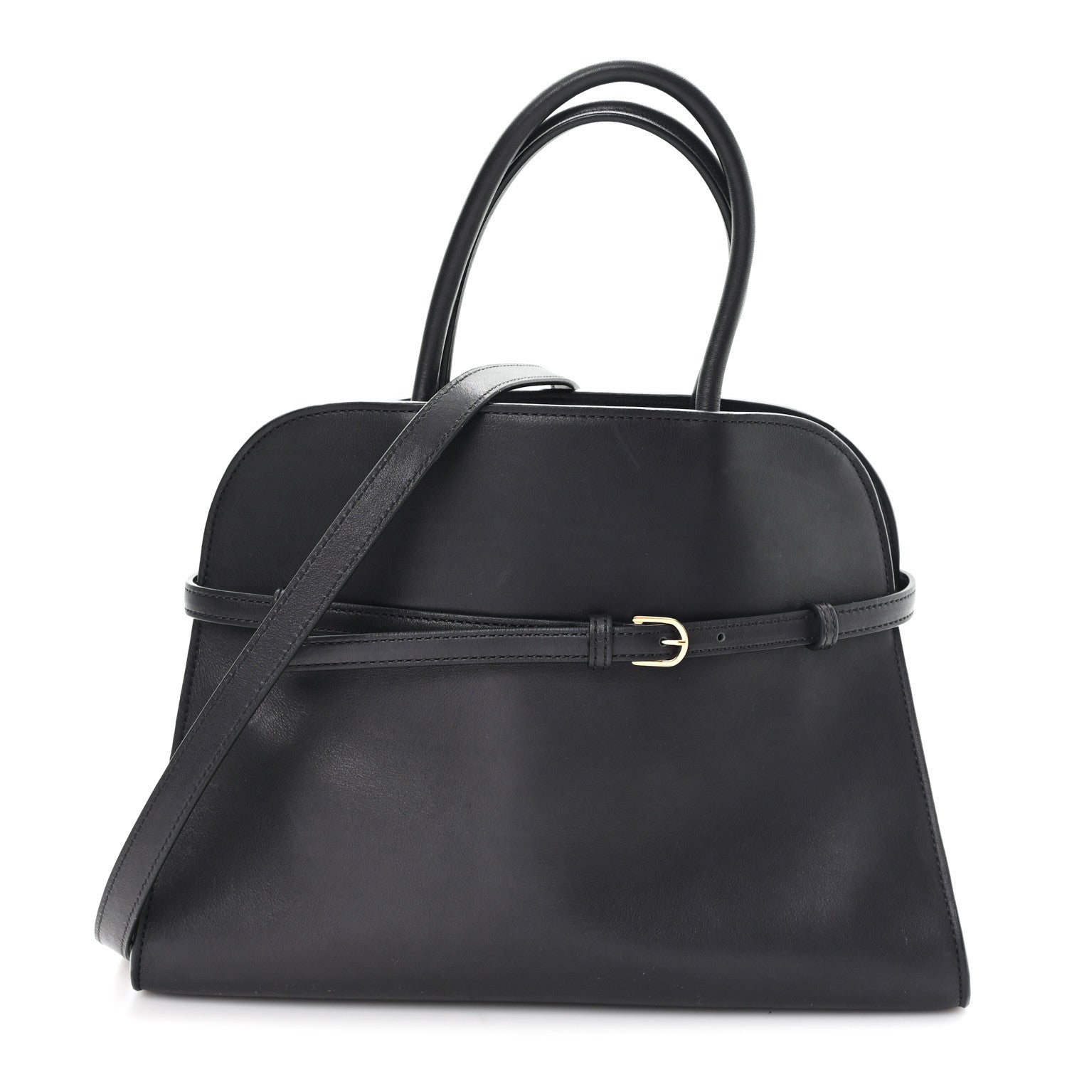 The Row Polished Saddle Calfskin Soft Margaux 12 Black 1 of 11