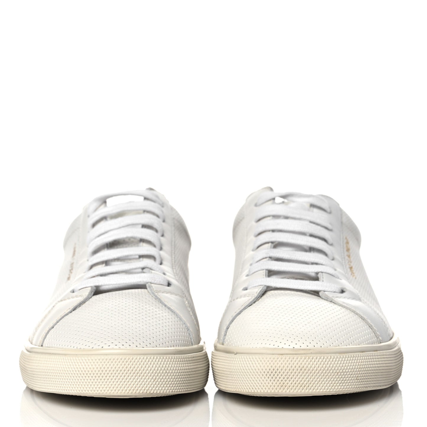Perforated Calfskin Glitter Andy Low Top Sneakers 37.5 White Silver