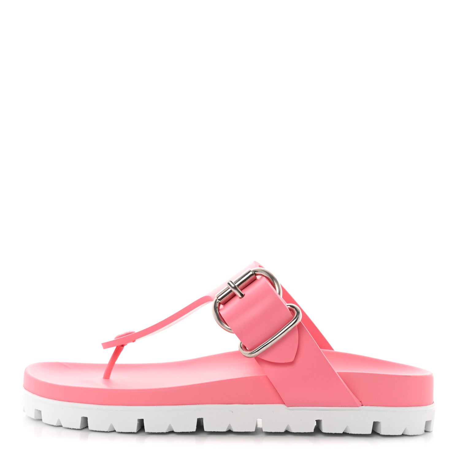 Prada EVA Rubber Buckled Lug Sole 20mm Thong Sandals 40 Begonia 1 of 8