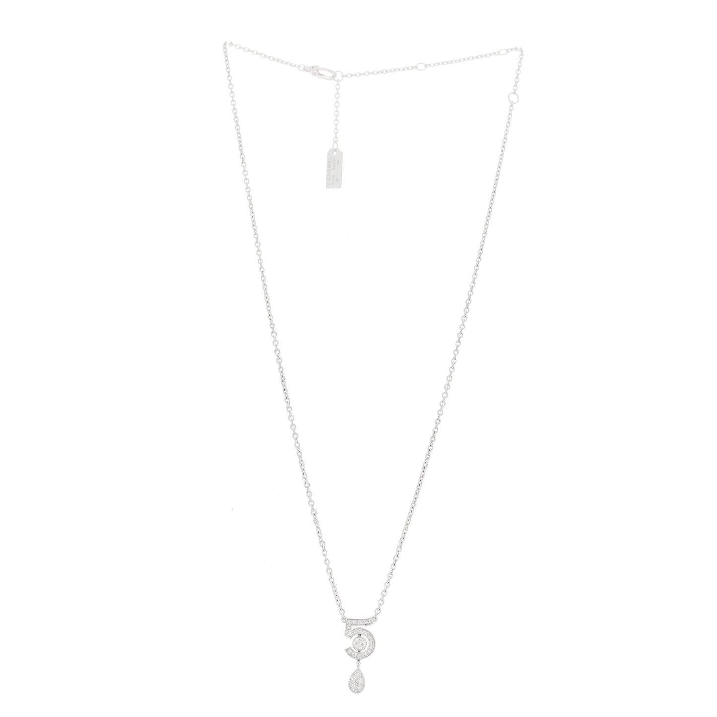 18K White Gold Diamond Eternal No 5 Necklace