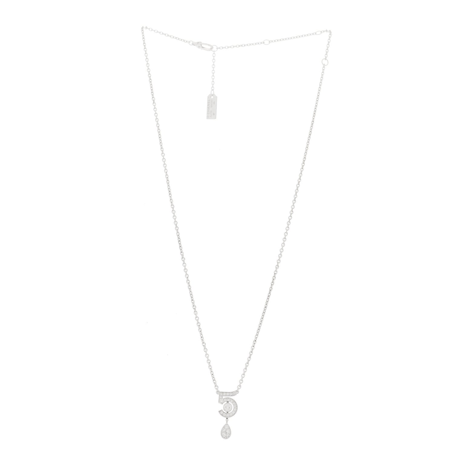 Chanel 18K White Gold Diamond Eternal No 5 Necklace 3 of 6