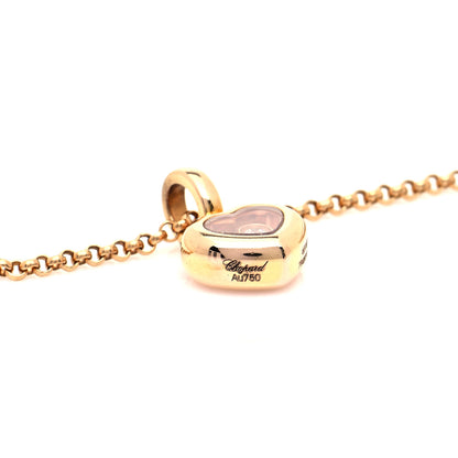 Chopard 18K Yellow Gold Diamond Happy Diamonds Icons Floating Heart Pendant Necklace 5 of 11