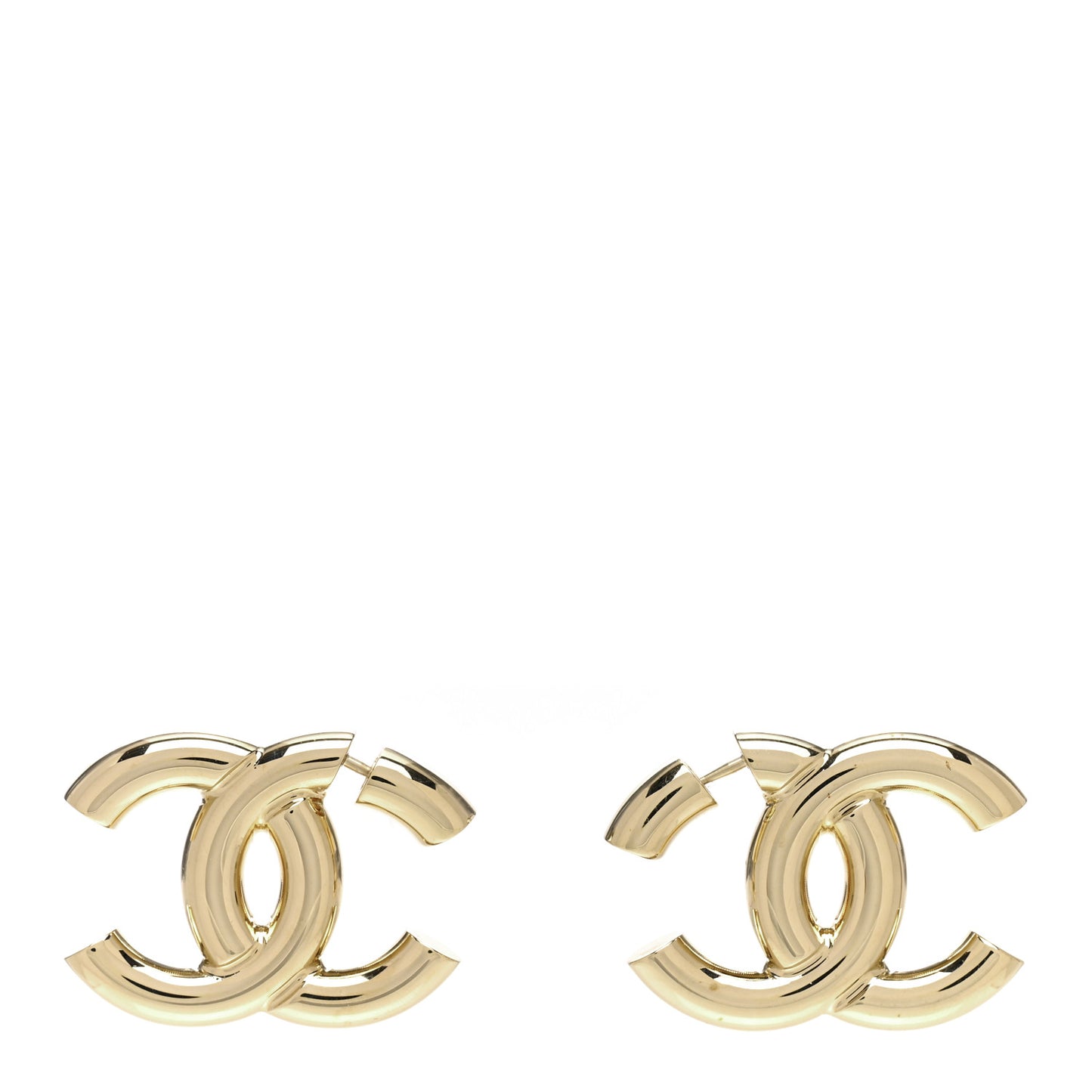 Metal Large CC Earrings Light Gold