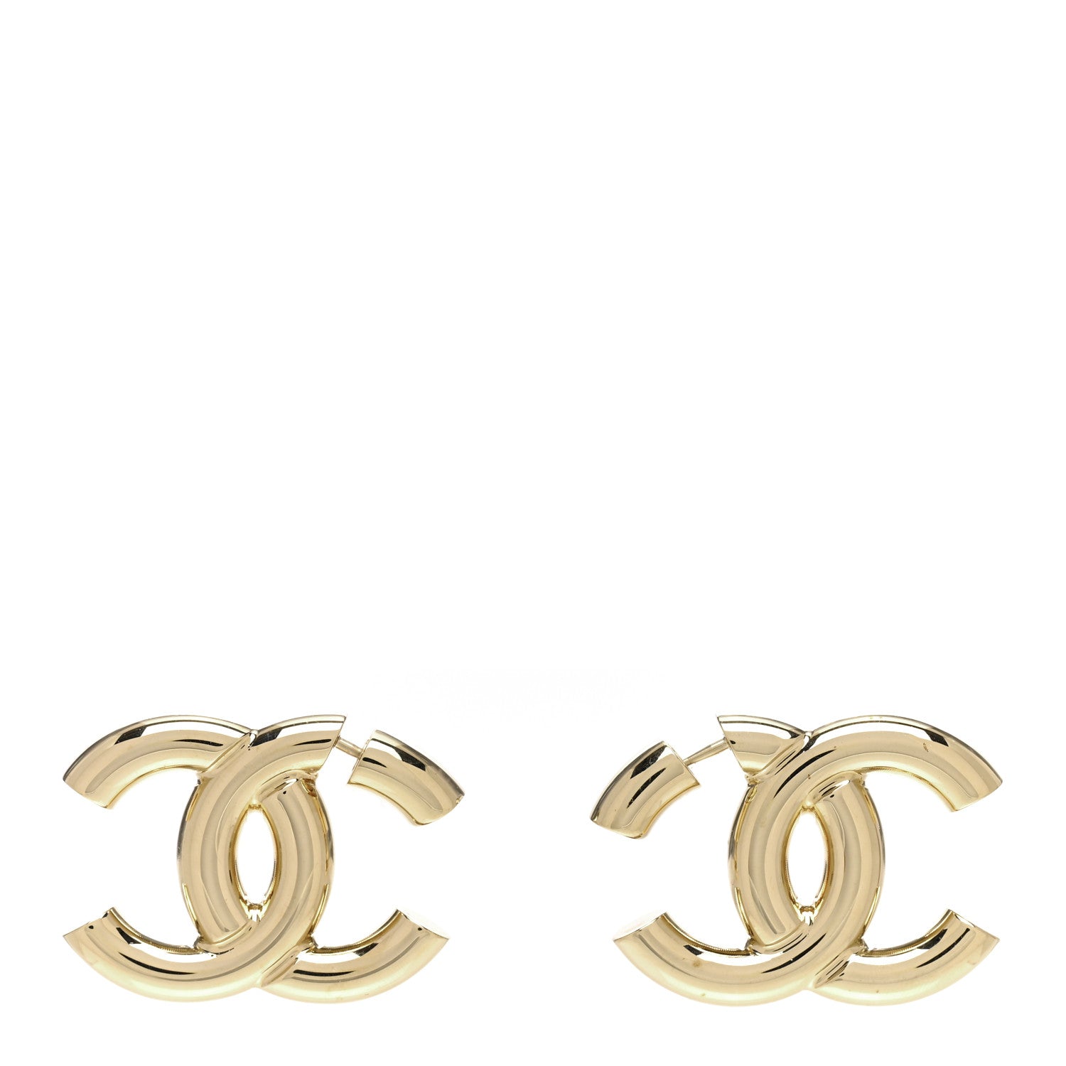 Chanel Metal Large CC Earrings Light Gold 1 of 4