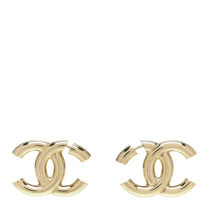 Chanel Metal Large CC Earrings Light Gold 1 of 4