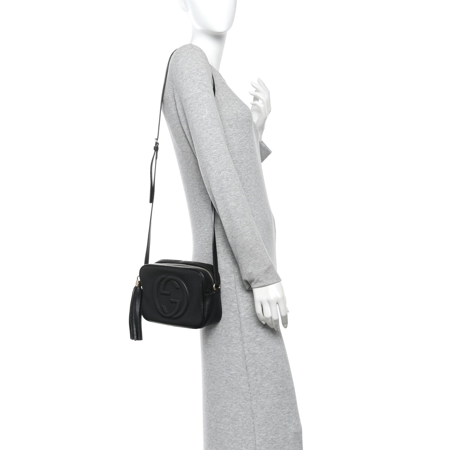 Pebbled Calfskin Small Soho Disco Bag Black