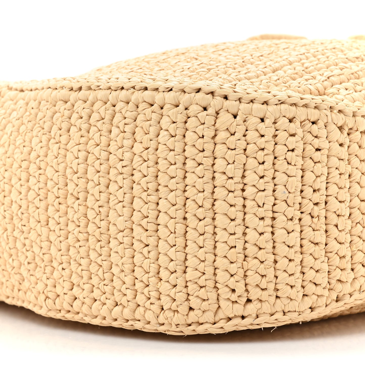 Yarn Raffia Effect Crochet Embroidered Logo Hobo Naturale