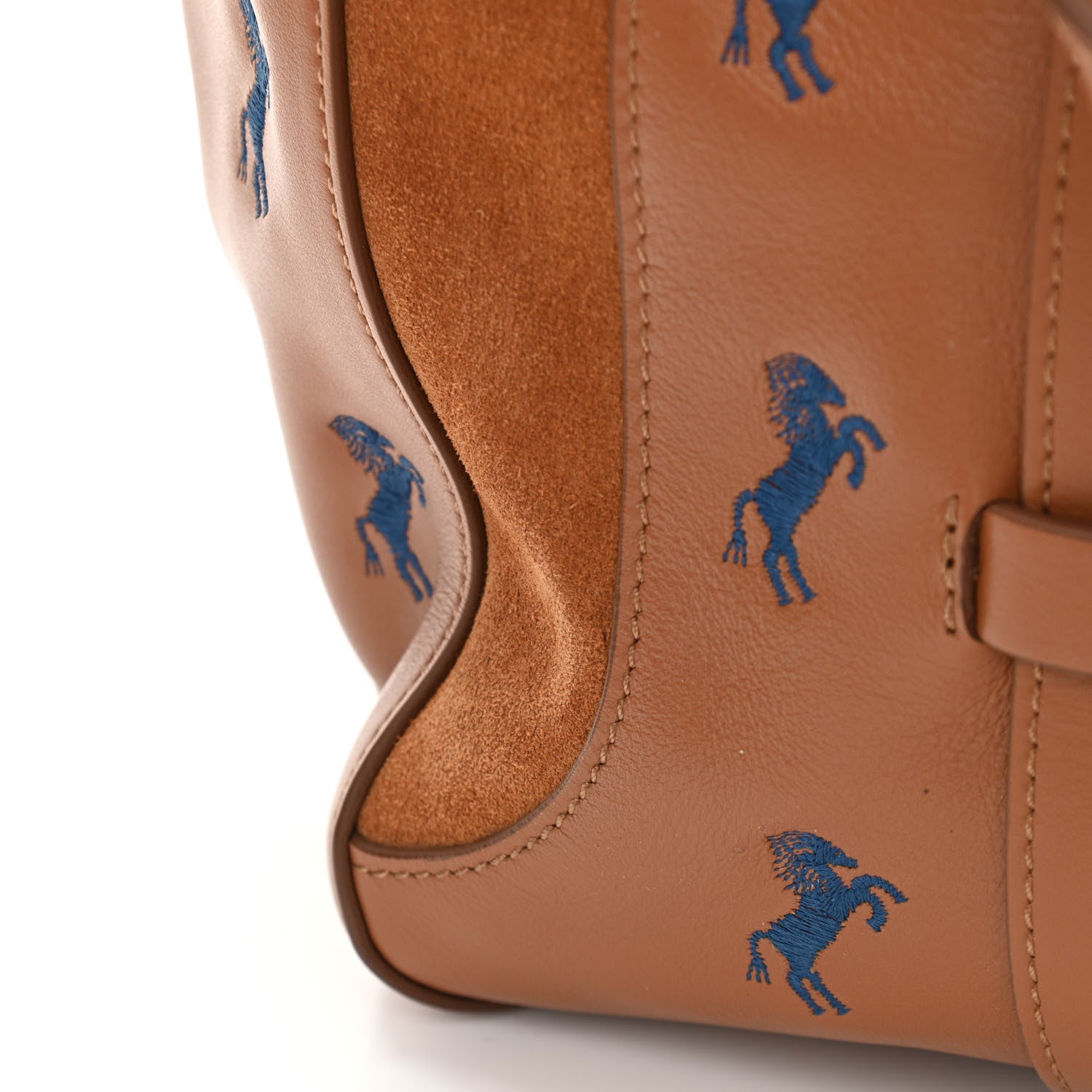 Chloe Smooth Calfskin Little Horses Embroidered Tao Zipped Tote Caramel 13 of 14