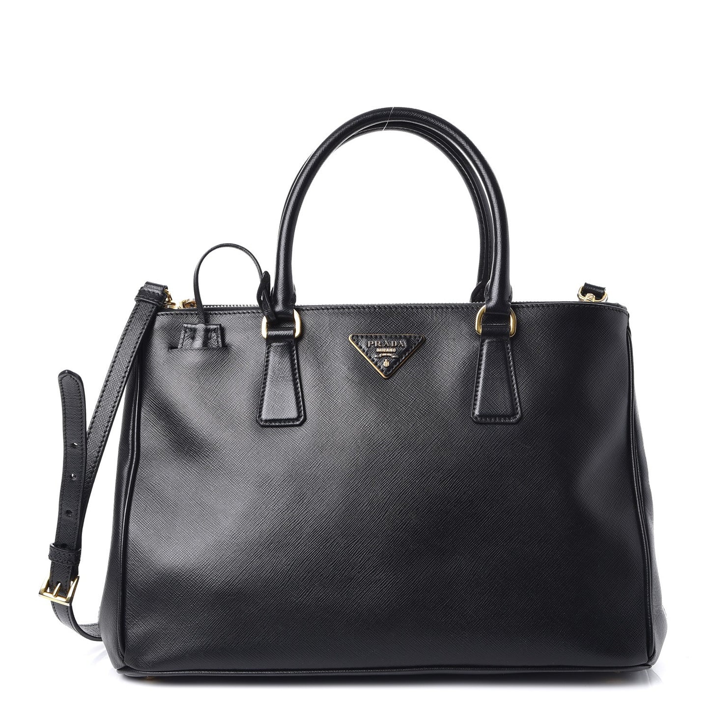 Saffiano Medium Galleria Double Zip Tote Black
