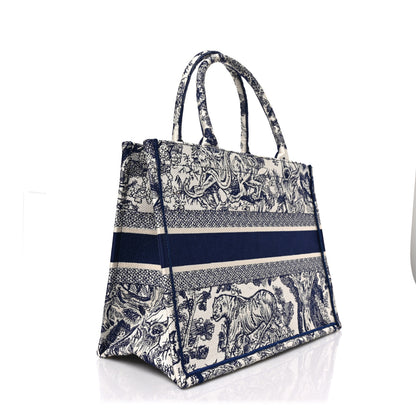 Christian Dior Canvas Embroidered Medium Dioriviera Toile De Jouy Book Tote Blue 3 of 8