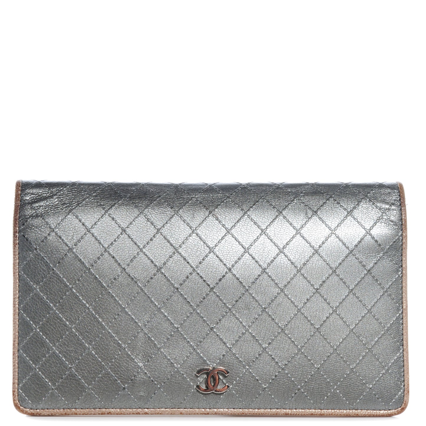 Diamond Stitched Yen Wallet Silver
