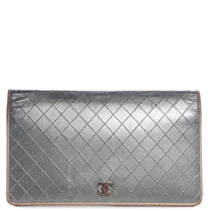 Chanel Diamond Stitched Yen Wallet Silver 1 of 9