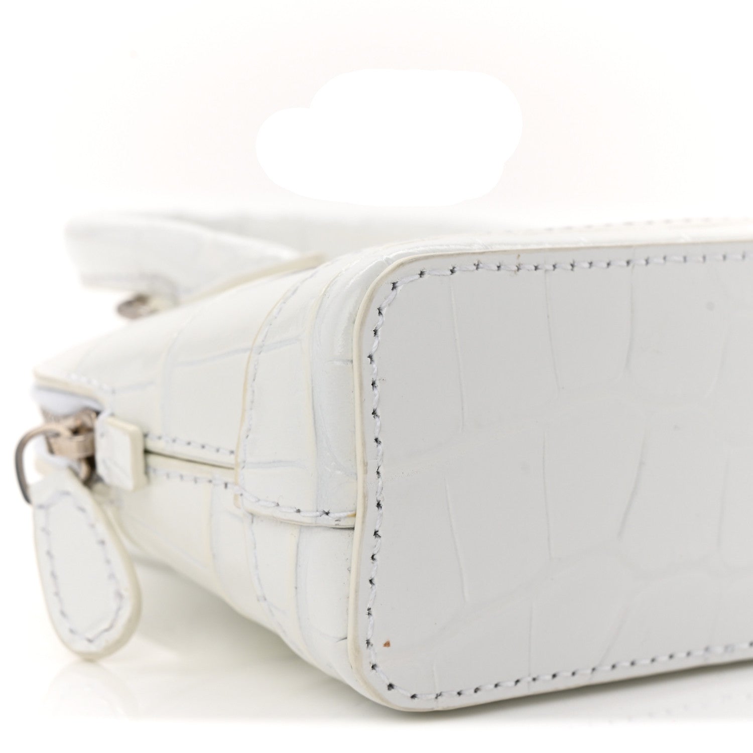Balenciaga Calfskin Logo Crocodile Embossed Mini Ville Top Handle Bag White Black 8 of 10