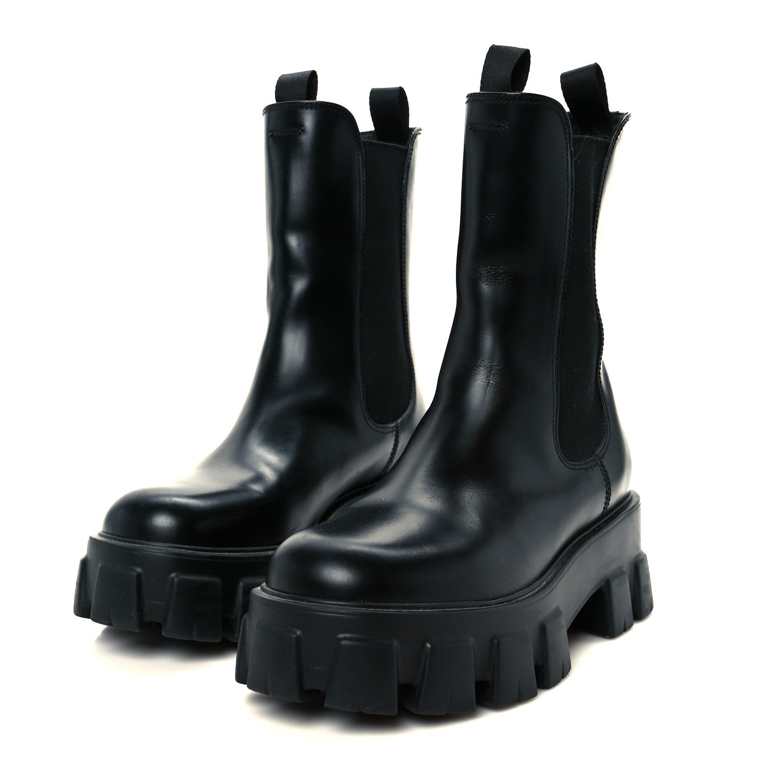 Prada Spazzolato Rois Monolith Chelsea 55mm Tall Boots 38 Black 4 of 8