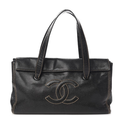 Chanel Caviar CC Stitched Flap Shoulder Bag Black 1 of 9