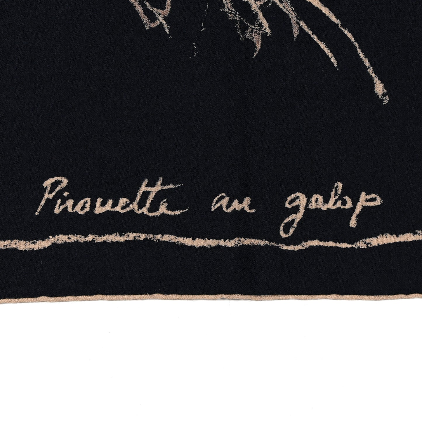 Cashmere Silk Pirouette au Galop Shawl 140 Marine Naturel Beige