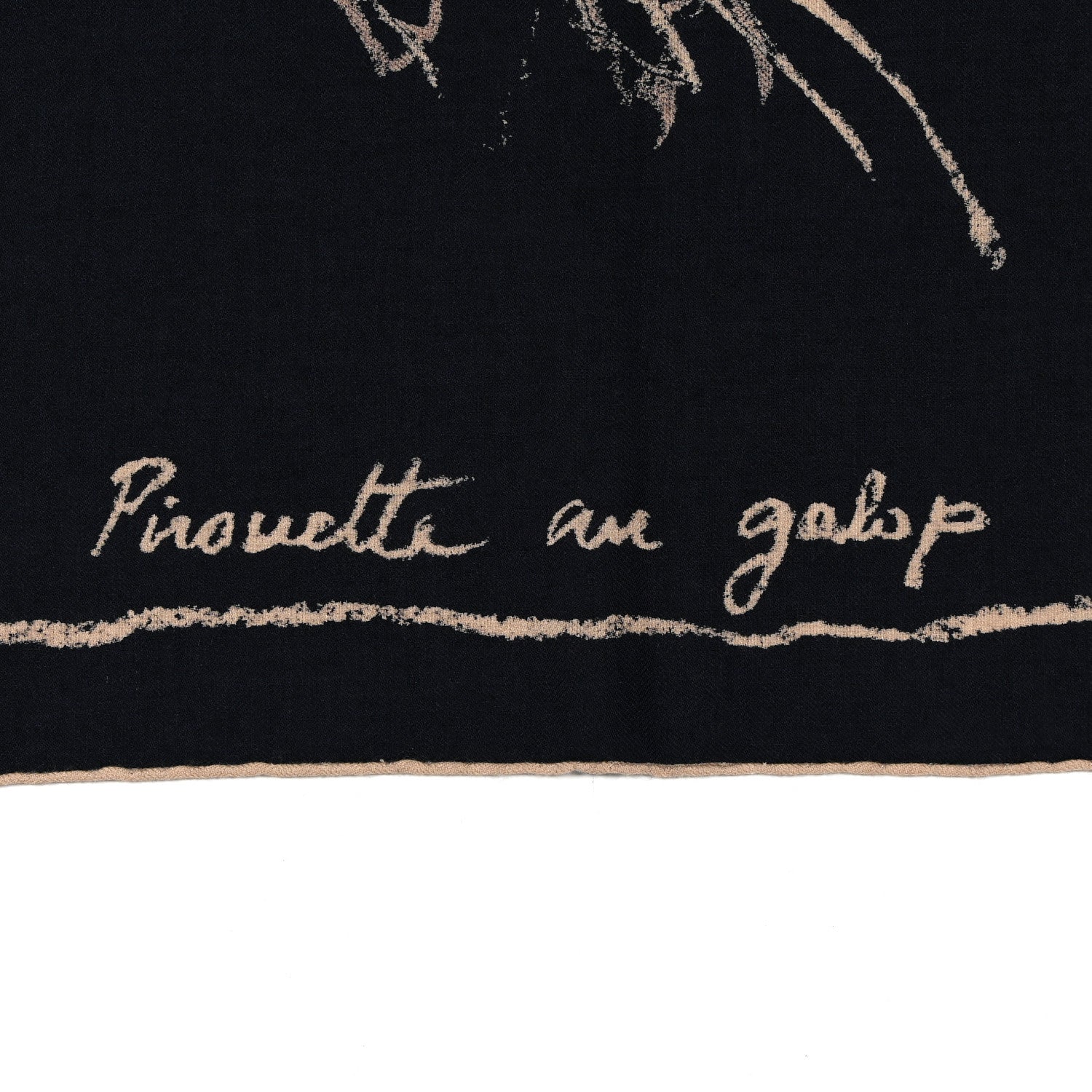 Hermes Cashmere Silk Pirouette au Galop Shawl 140 Marine Naturel Beige 3 of 8