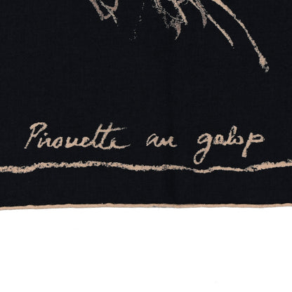 Hermes Cashmere Silk Pirouette au Galop Shawl 140 Marine Naturel Beige 3 of 8