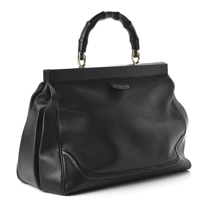 Gucci Calfskin Bold Bamboo Medium Top Handle Bag Black 3 of 11