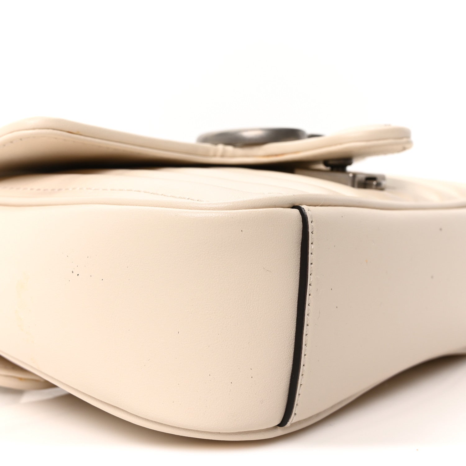 Gucci Calfskin Matelasse Aria Mini GG Marmont Shoulder Bag Mystic White 8 of 9