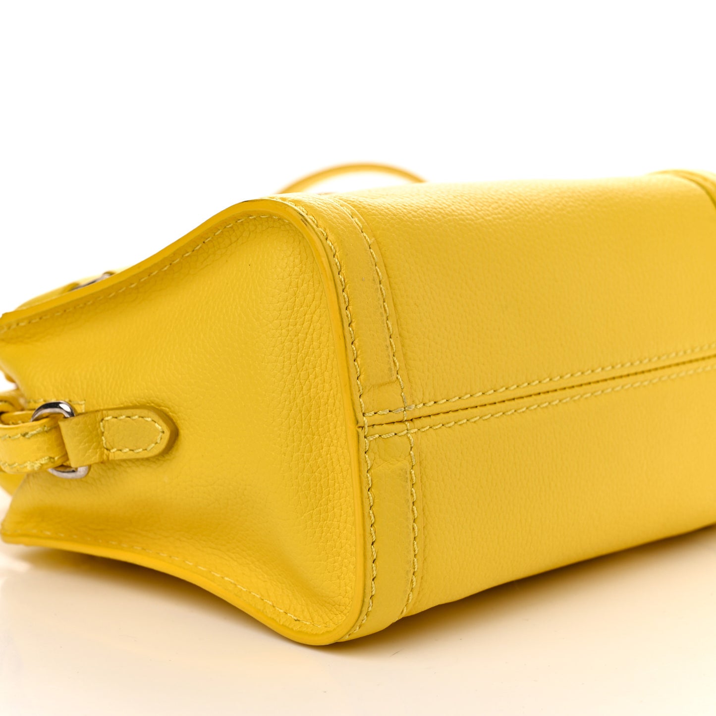 Pebbled Calfskin Mini Skull Padlock Zip Around Tote Yellow