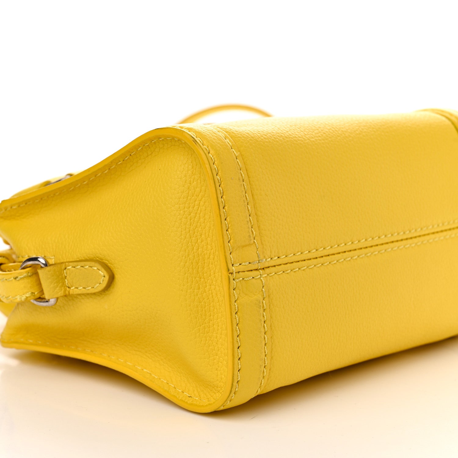 Alexander McQueen Pebbled Calfskin Mini Skull Padlock Zip Around Tote Yellow 9 of 12