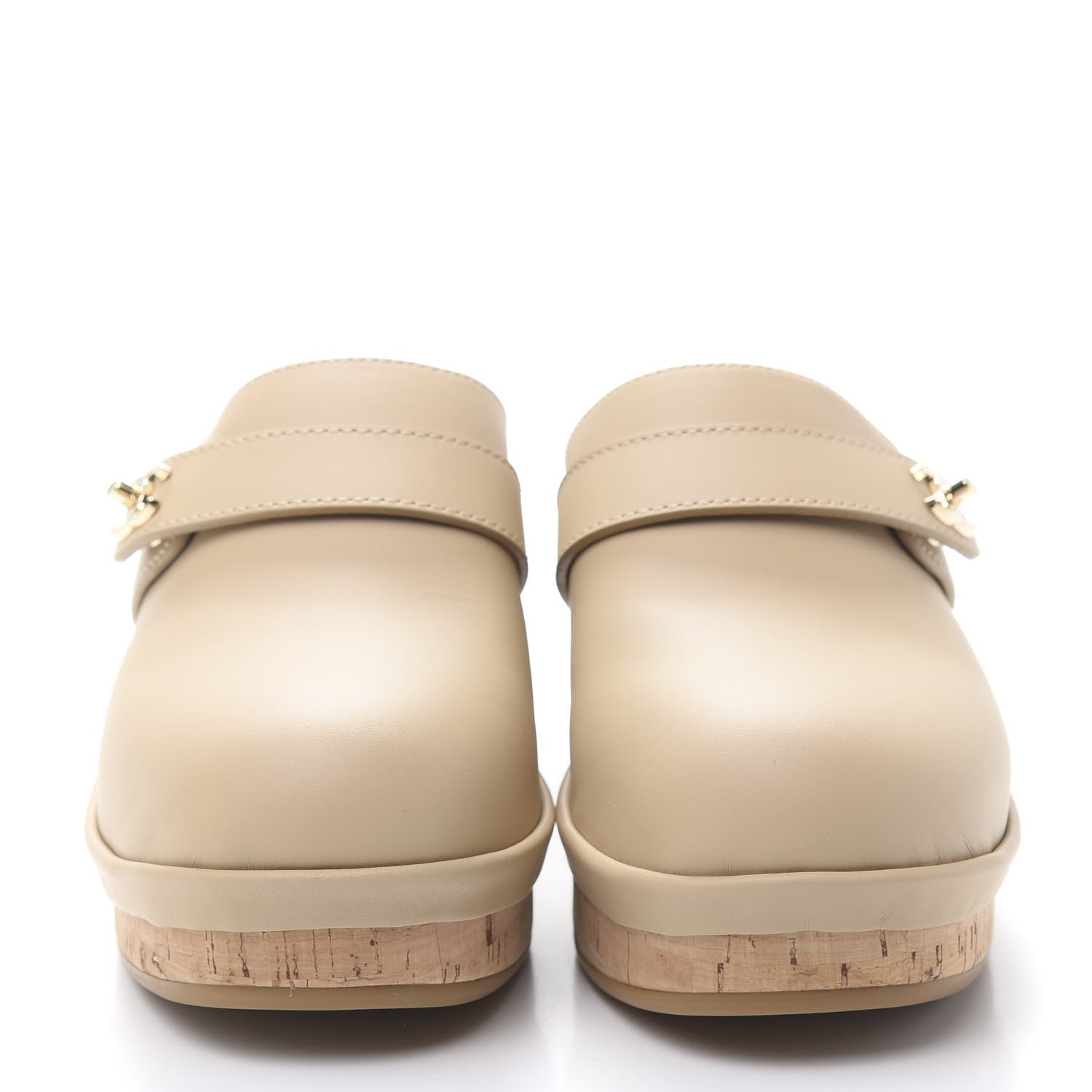 Chanel Calfskin CC Turn Lock Clogs 37 Beige 2 of 8