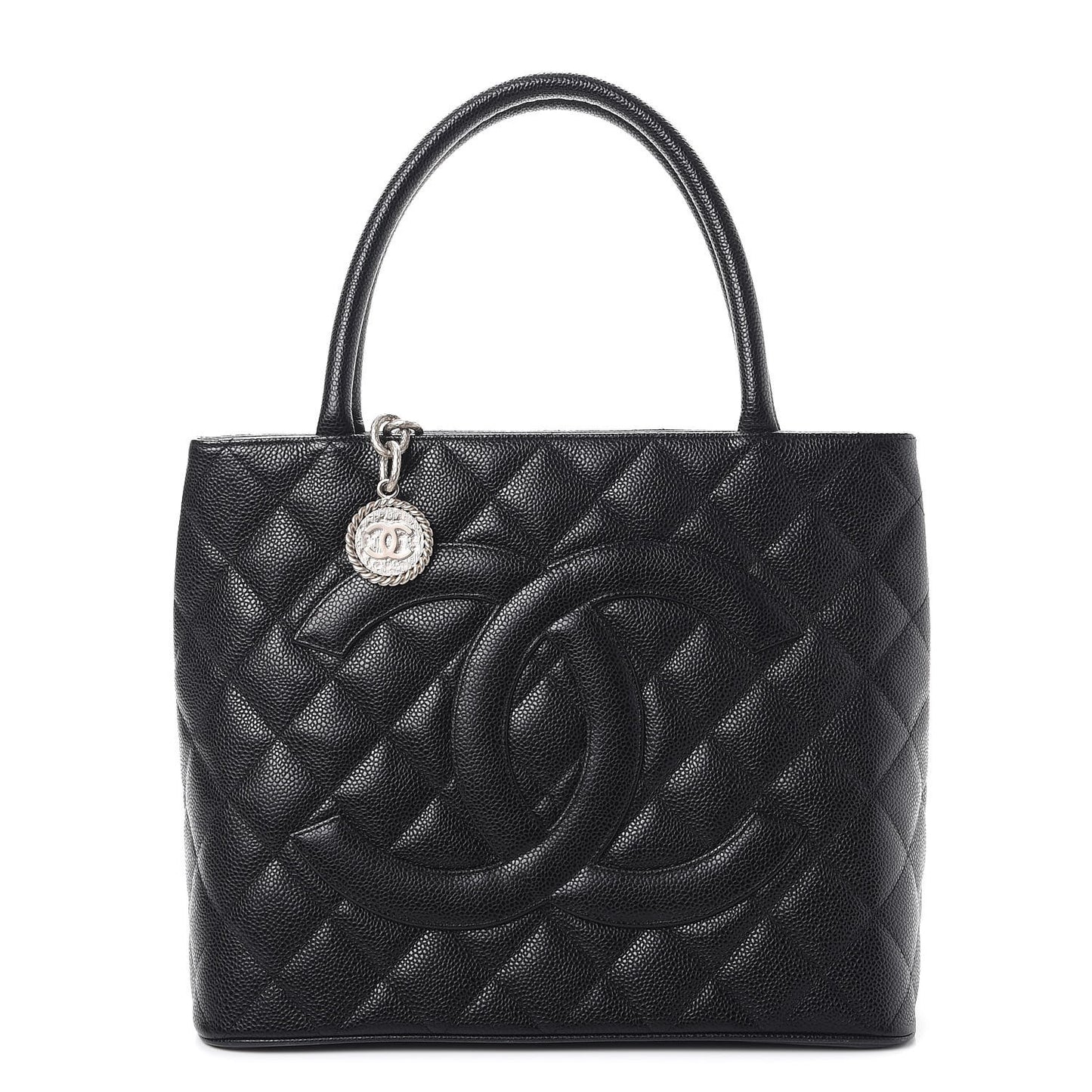 Caviar Quilted Medallion Tote Black