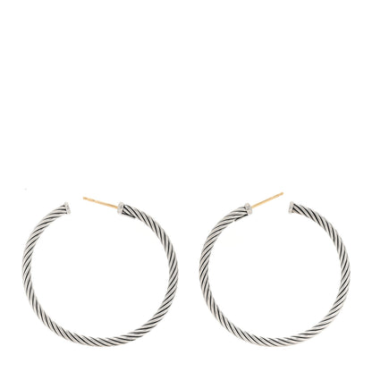 David Yurman Sterling Silver Large Cable Classics Hoop Earrings 3 of 6