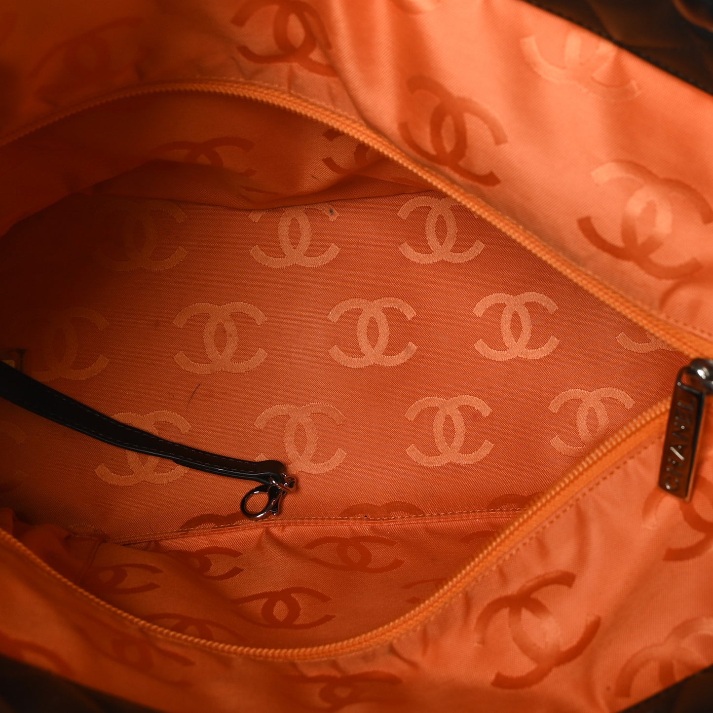 Calfskin Quilted Large Cambon Tote Brown