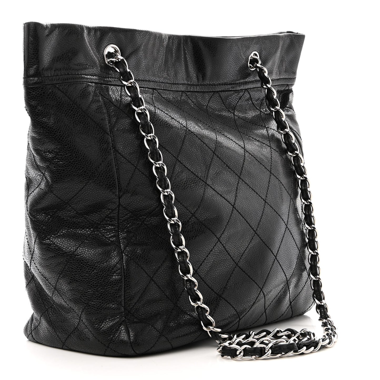 Soft Caviar Large Timeless CC Shoulder Bag Black