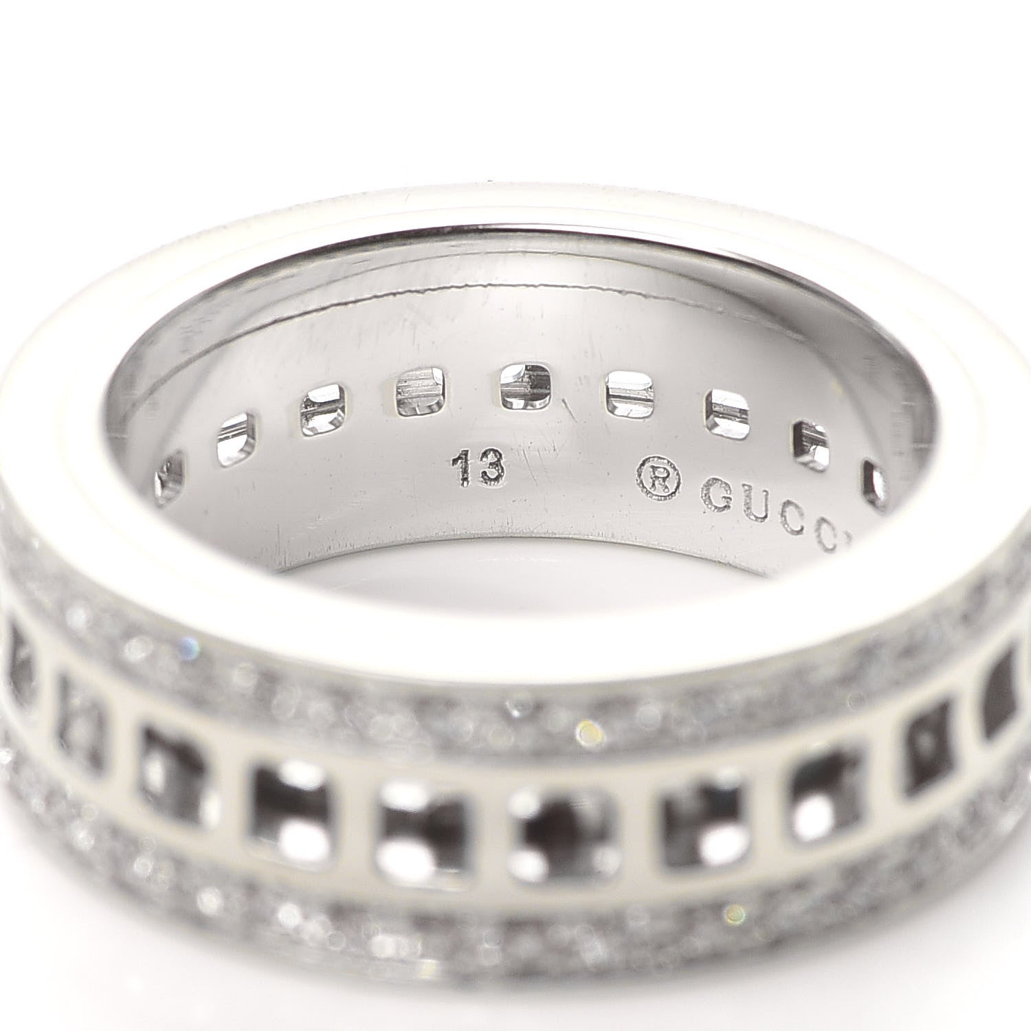 Gucci 18K White Gold Diamond Spinner Ring 53 6.25 5 of 5