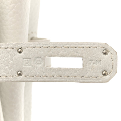 Hermes Taurillon Clemence Lizard Club Birkin 35 Blanc Gris Perle Sanguine 7 of 16