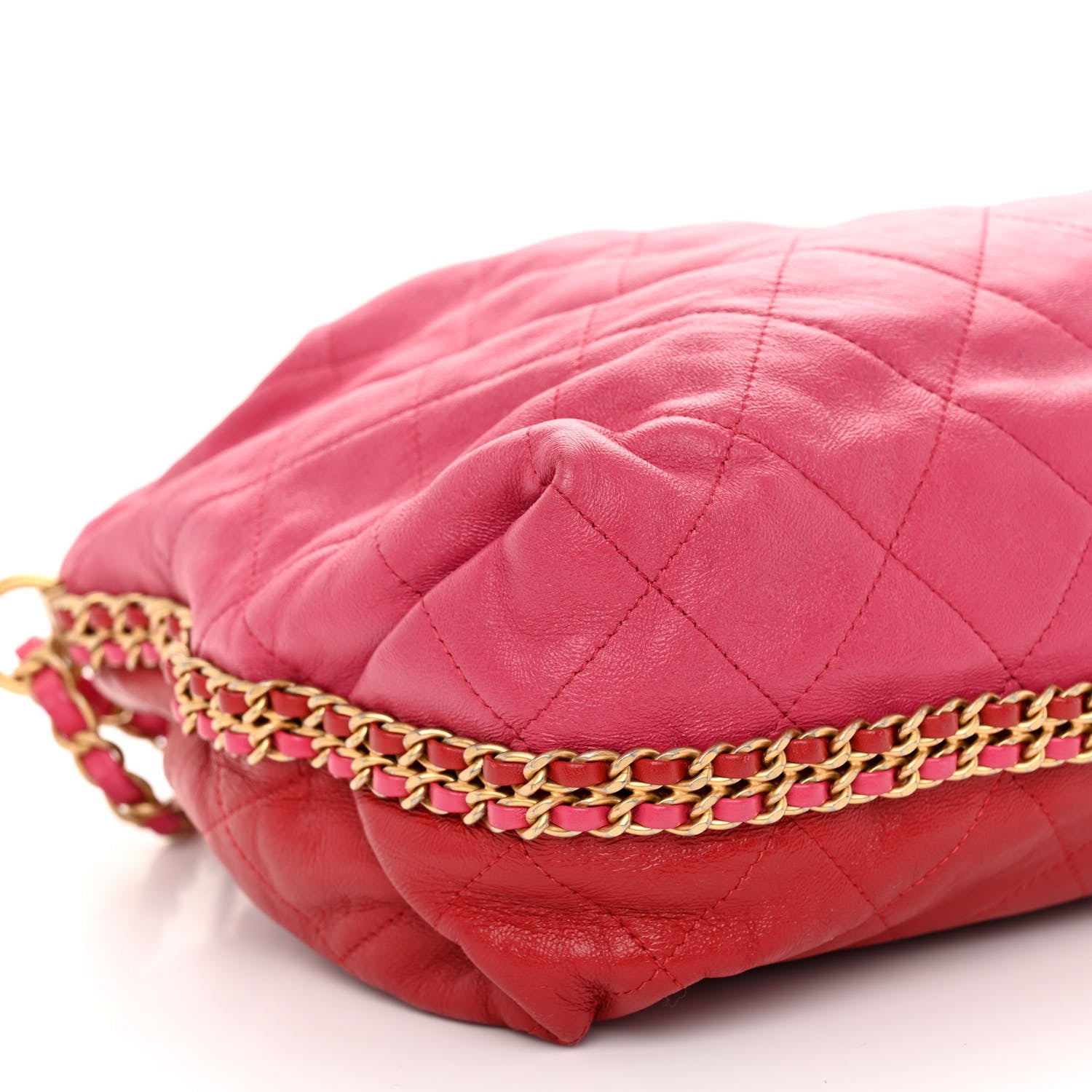 Chanel Calfskin Quilted Coco Shelter Bowling Bag Dark Pink Red 8 of 9