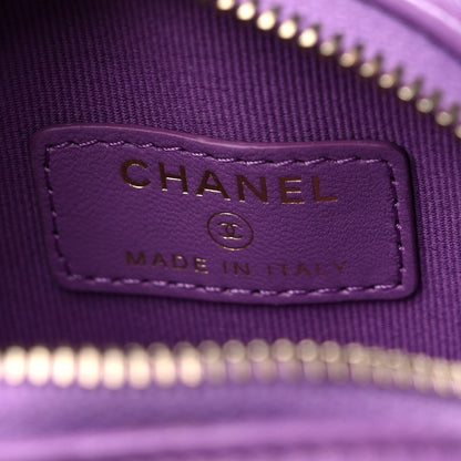 Chanel Lambskin Quilted CC In Love Heart Zipped Arm Coin Purse Purple 5 of 10