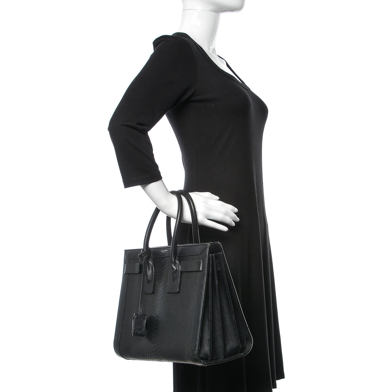 Saint Laurent Python Calfskin Embossed Small Sac de Jour Black 2 of 15