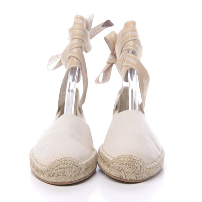 Louis Vuitton Canvas Croisiere Espadrille Flats 38 Ecru 2 of 9