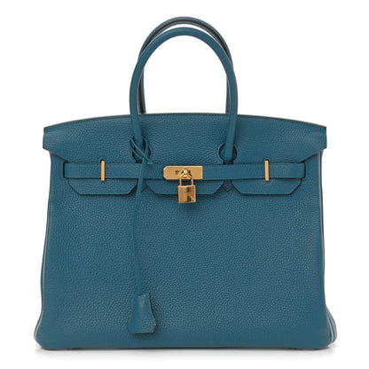 Hermes Togo Horseshoe Birkin 35 Bleu Izmir Bleu Lin 2 of 11