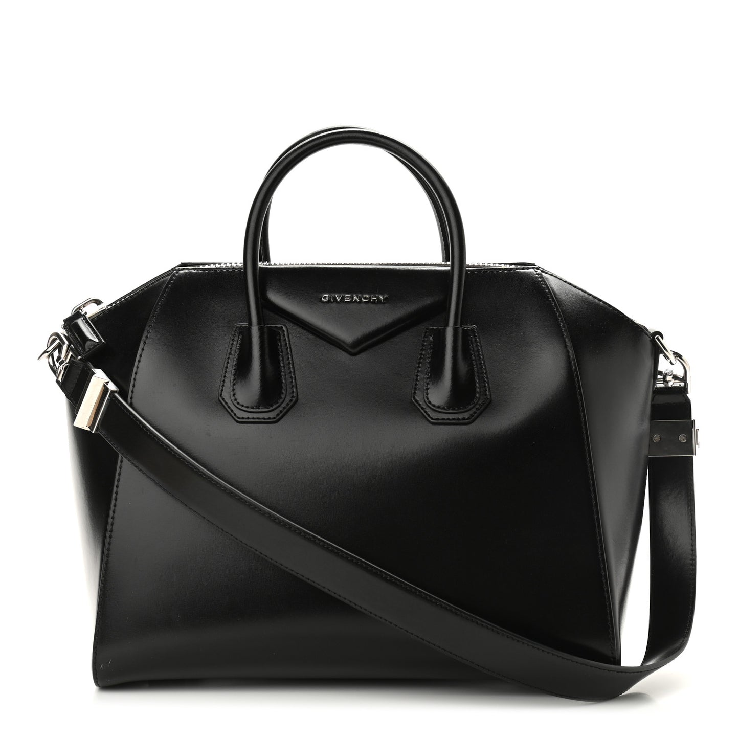 Shiny Lord Calfskin Medium Antigona Black