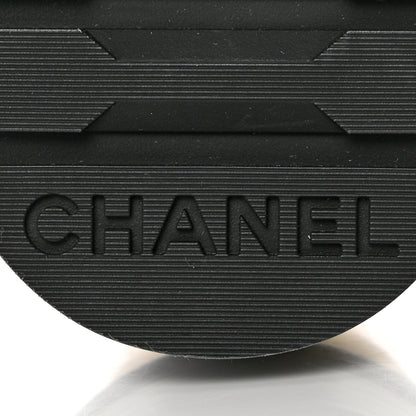 Chanel Shiny Lambskin Quilted Lace Up Combat Boots 35 Ivory Black 8 of 9