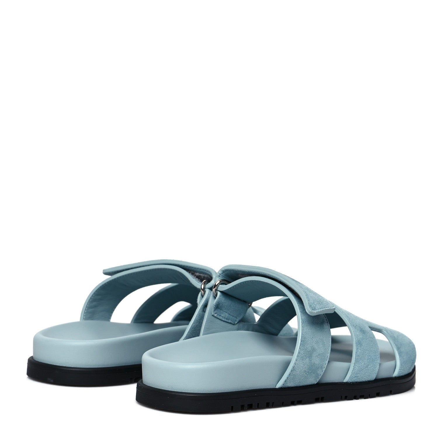 Hermes Suede Goatskin Womens Chypre Sandals 37 Vert d'eau 4 of 8
