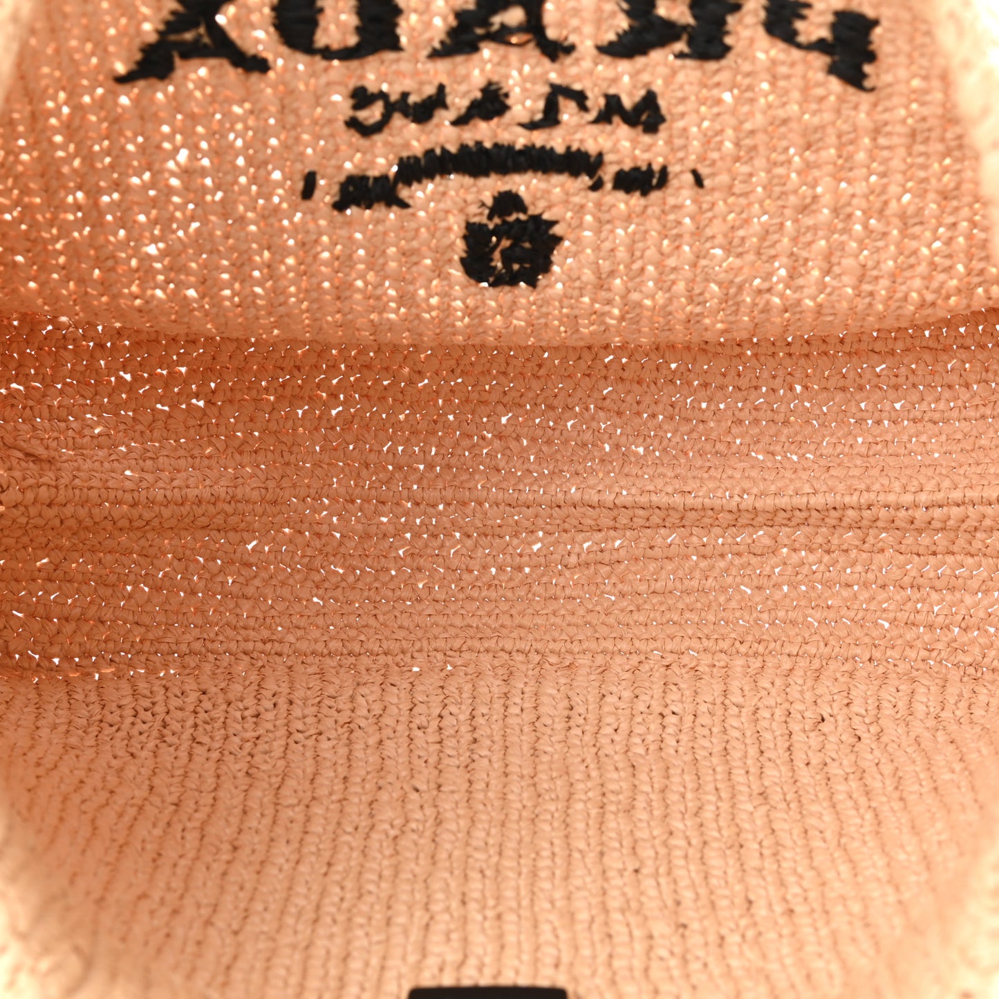 Yarn Raffia Effect Crochet Embroidered Logo Tote Naturale