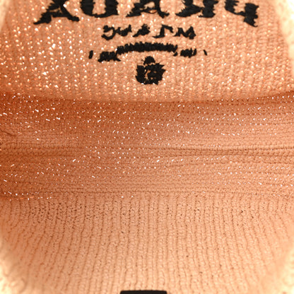 Prada Yarn Raffia Effect Crochet Embroidered Logo Tote Naturale 5 of 9