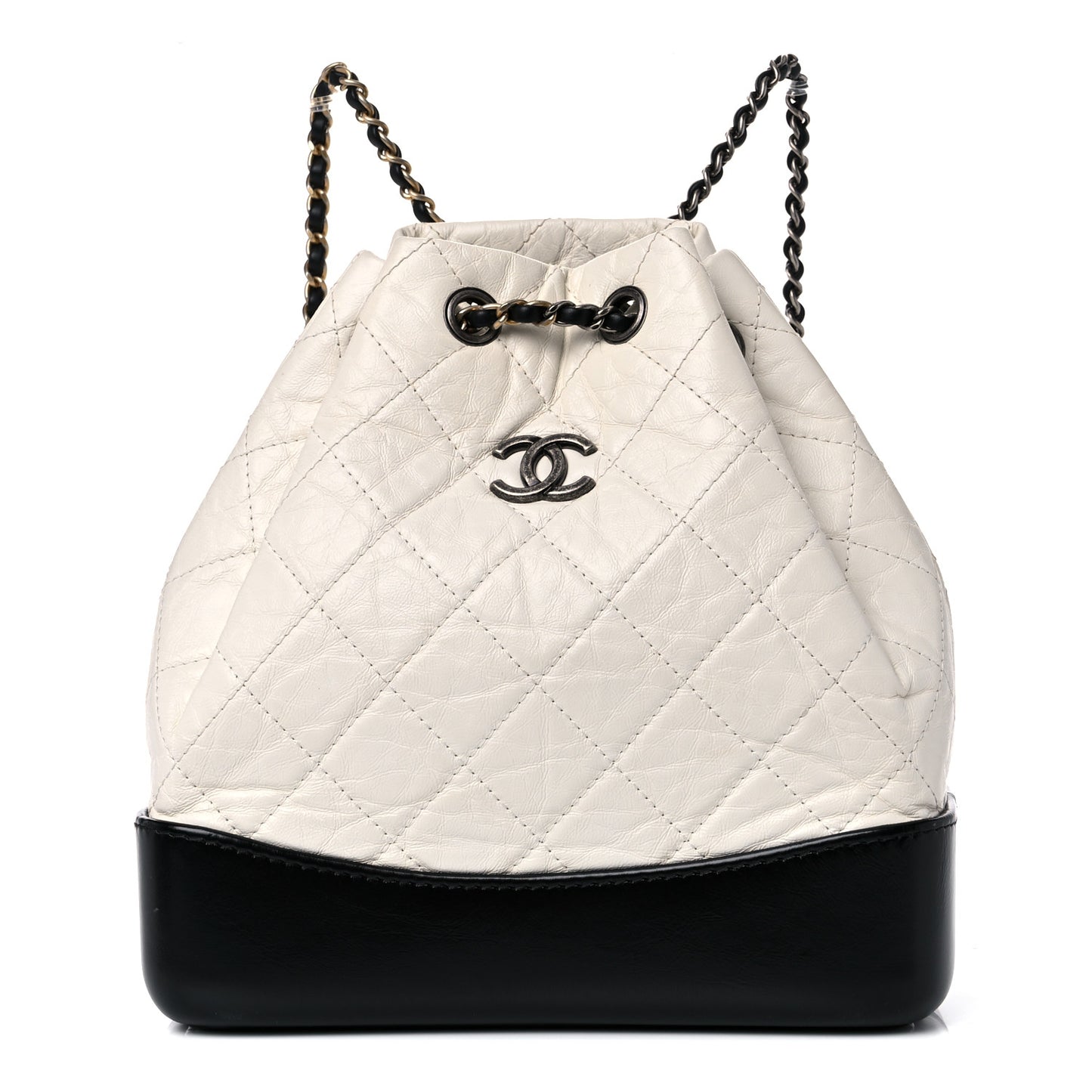Aged Calfskin Quilted Small Gabrielle Backpack Black White